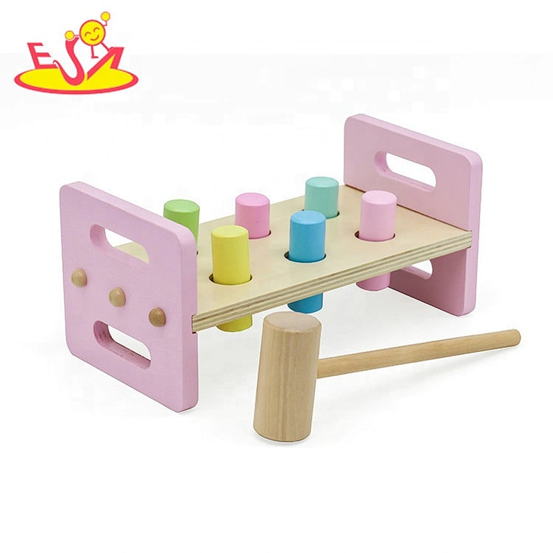 Customize educational wooden pounding bench for kids W11G068