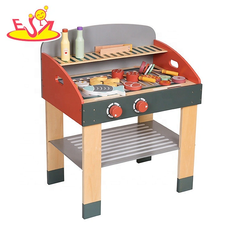 wholesale pretend play wooden toy grill set for kids W10D279