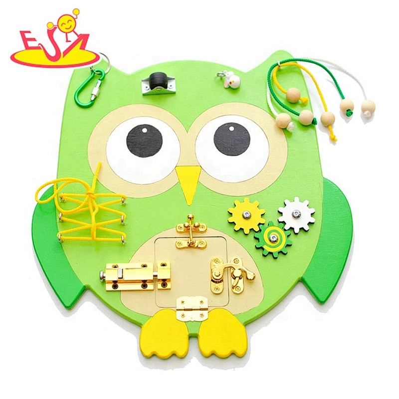 2021 Wholesale top seller wooden educational learning owl  busy board for Kids Gifts  W12D278