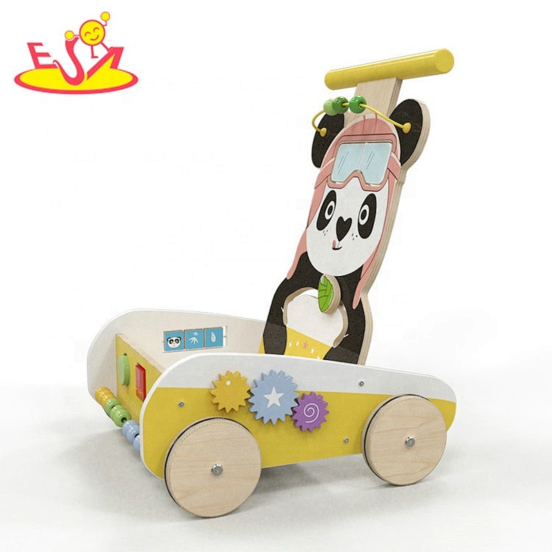Customize baby activity fun wooden walker toy with blocks W16E156A