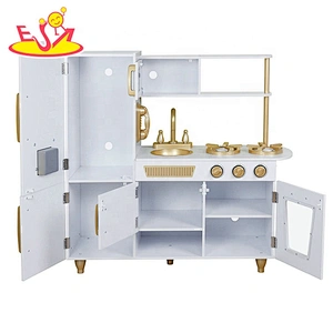 2020 New arrived white wooden kids play kitchen with freezer W10C567