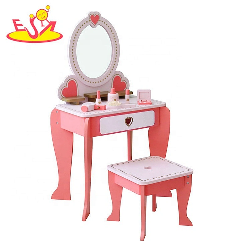 Ready to ship pink wooden small dressing table for girls W08H102