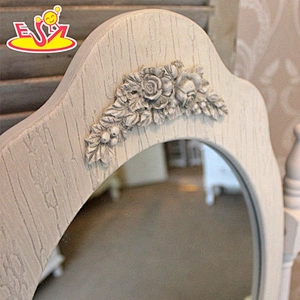 Modern white wooden Mirrored dressing table for children bedroom W08H012
