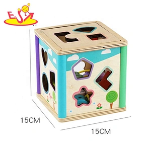 Learning touching color and shapes wooden educational toy box for kids W12D207
