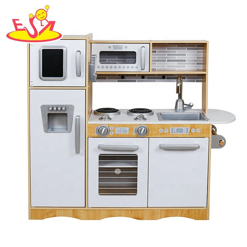 2020 Top sale white kids play wooden toy kitchen sets with refrigerator W10C543