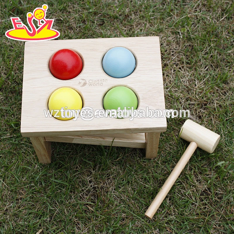 Hübsches hölzernes klopfendes Spiel des Großhandels, das Bankspielzeug für 18 Monate alten Babytrainingsmuskel W11G044 hämmert