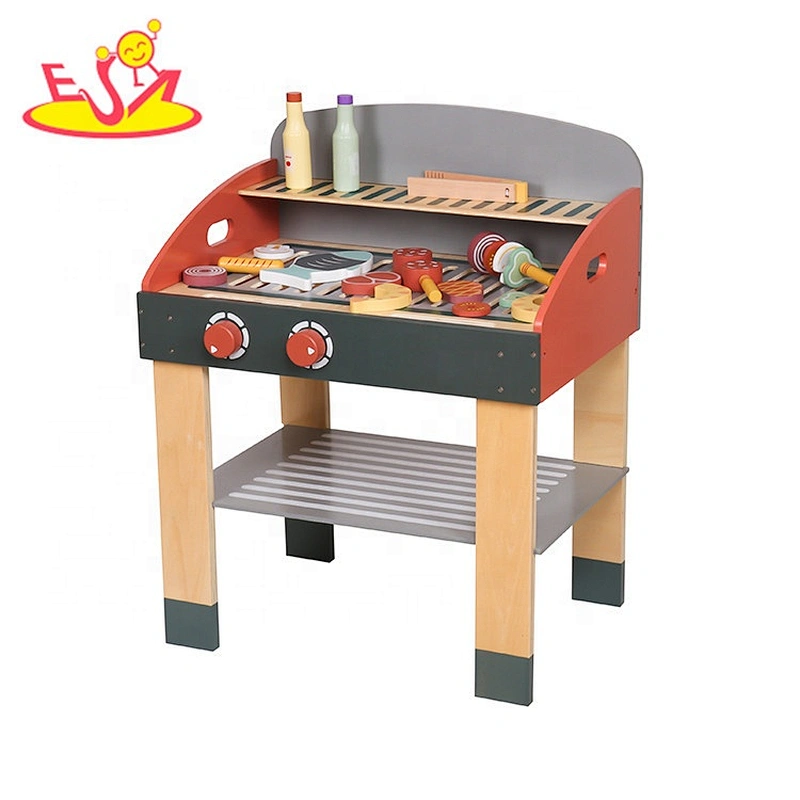 wholesale pretend play wooden toy grill set for kids W10D279