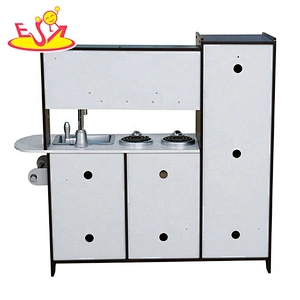 Ready to ship brown wooden play kitchen set for children W10C579A