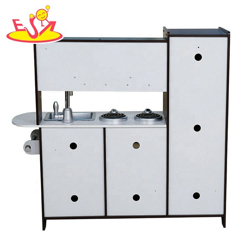Ready to ship brown wooden play kitchen set for children W10C579A
