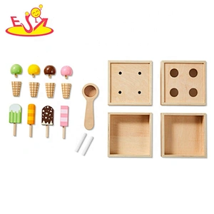 Top fashion pretend play wooden ice cream toy set for kids W10A106