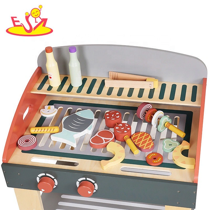 wholesale pretend play wooden toy grill set for kids W10D279