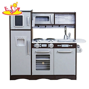 Ready to ship brown wooden play kitchen set for children W10C579A