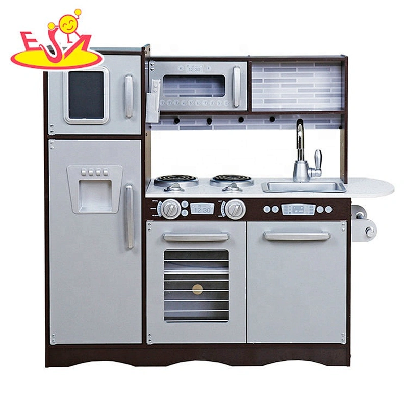Ready to ship brown wooden play kitchen set for children W10C579A
