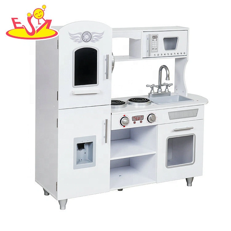 2020 Top sale white kids play wooden toy kitchen sets with refrigerator W10C543