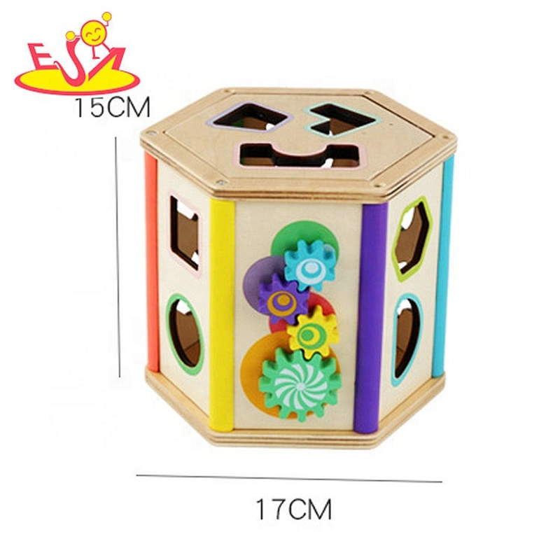Learning touching color and shapes wooden educational toy box for kids W12D207