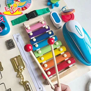 2021 Hot sale preschool sensory play set wooden busy board for toddlers W12D248