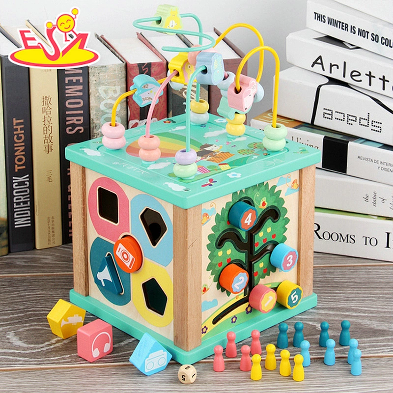 2021 Popular educational activity matching box number recognition wooden bead maze toy for kids W11B277