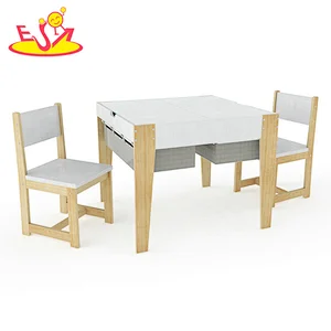 High quality kindergarten educational DIY wooden Wooden table and chairs for kids W08G303
