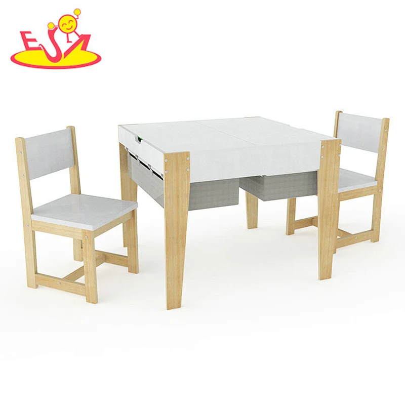 High quality kindergarten educational DIY wooden Wooden table and chairs for kids W08G303