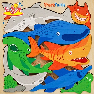 3D hot sale wooden Sharks puzzle W14D227