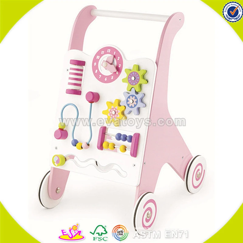 wholesale lovely wooden doll prams stroller for kids push W16E032