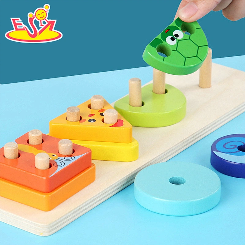 2021 New arrival shape matching toys early educational animal recognition game stacking block  W13E157