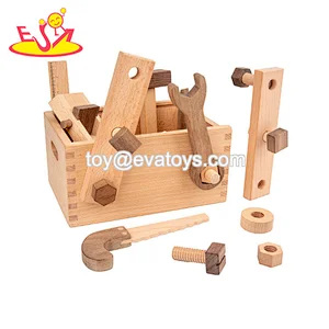 2021 Creative educational  pretend play set hardwood tool box for kids W03D150