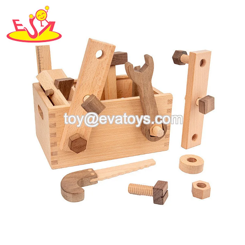2021 Creative educational  pretend play set hardwood tool box for kids W03D150