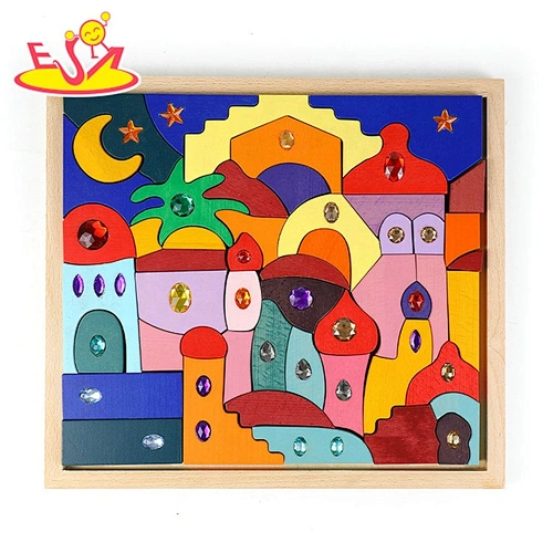 New sale  educational Wooden puzzle with gem W14A260