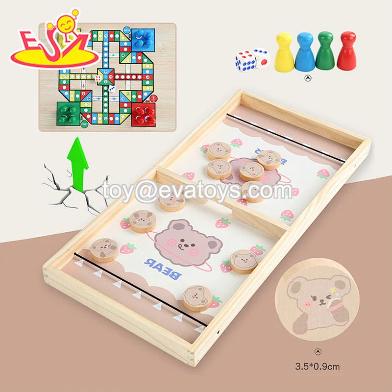 2021 hot sale wooden Cherry 2 in 1 ejection chess for children W11A134D