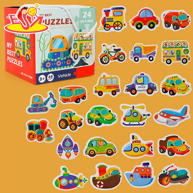 Top fashion wooden shape educational puzzle fruits animals vehicles recognition matching toy for kids W14N014