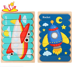 New arrived wooden cartoon learning puzzle preschool shape recognition game jigsaw puzzle for children W14A293