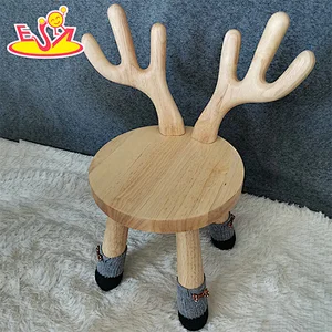 2021 New arrival cute goat shape wooden customized chair for kids W08G311