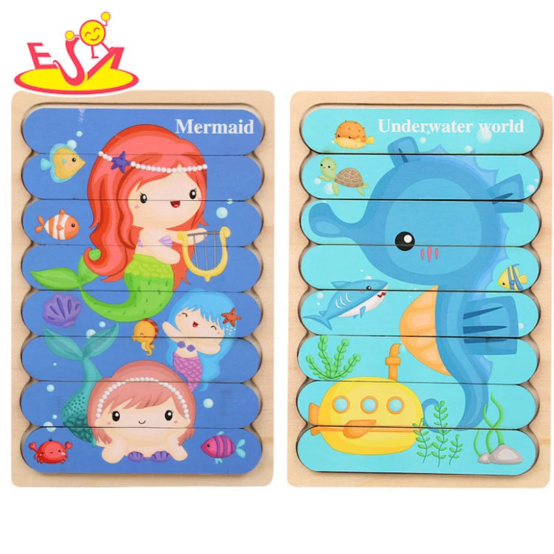 2021 Wholesale  wooden eduactional puzzle preschool shape recognition game jigsaw puzzle for baby W14A289