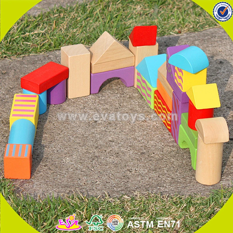 2021 new design  wooden colorful blocks educational building game toys for children W13A253