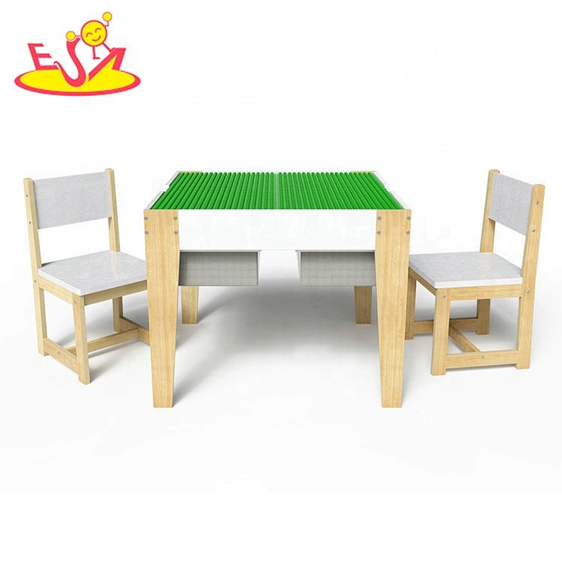 High quality kindergarten educational DIY wooden Wooden table and chairs for kids W08G303