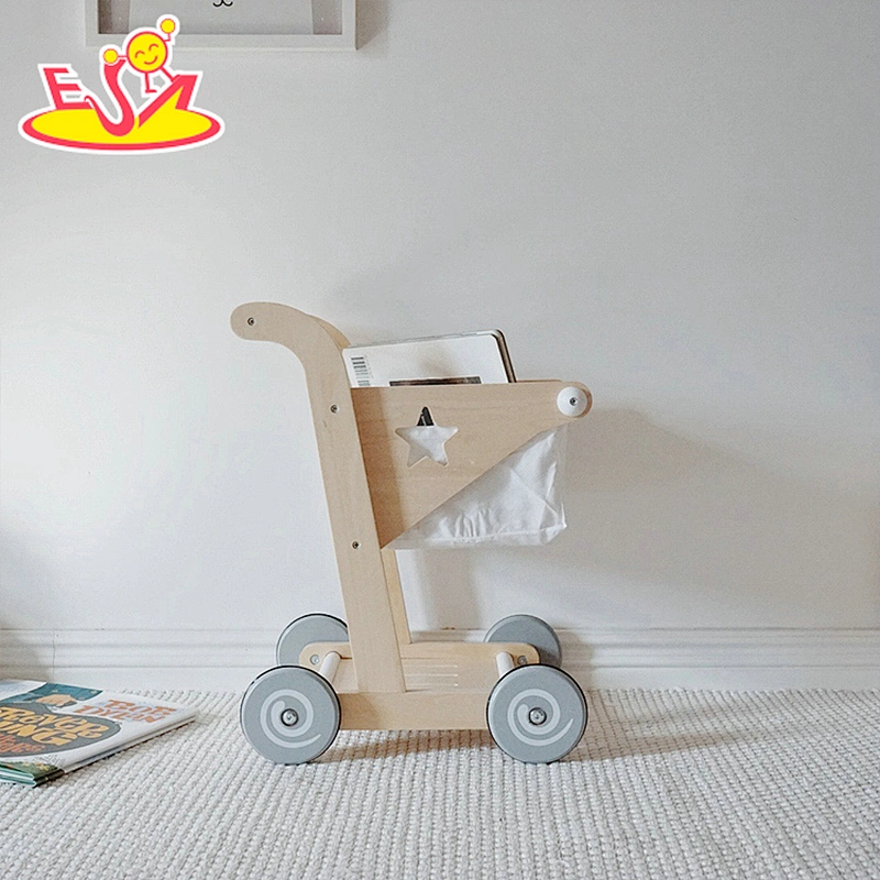 Hot sale preschool wooden baby push walker wooden block car for pretend play W16E170