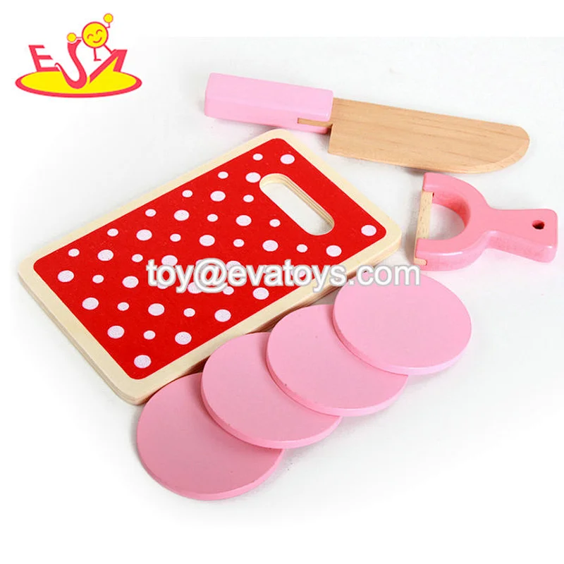 High quality preschool pretend play cutting wooden toy food set for children W10B385