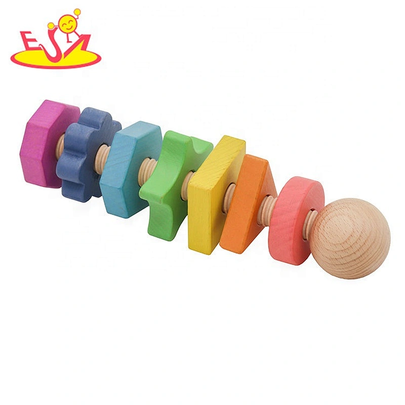 Wooden Rainbow shapes twister toys for children W03C037