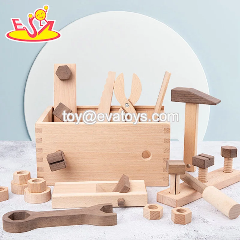 2021 Creative educational  pretend play set hardwood tool box for kids W03D150