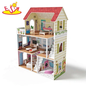 2021 Hot sale wholesale  wood doll house miniature construction toys for kids W06A422