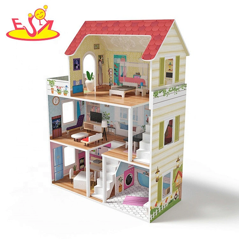 2021 Hot sale wholesale  wood doll house miniature construction toys for kids W06A422