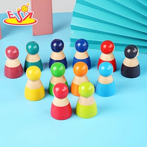 2021 Popular early educational stacking block toy 12 colors friends peg dolls W13A247