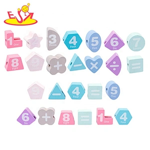 High quality educational colored wooden threading toys for baby W11E171