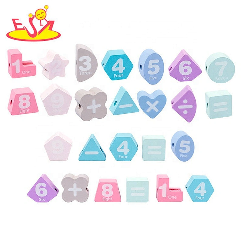 High quality educational colored wooden threading toys for baby W11E171
