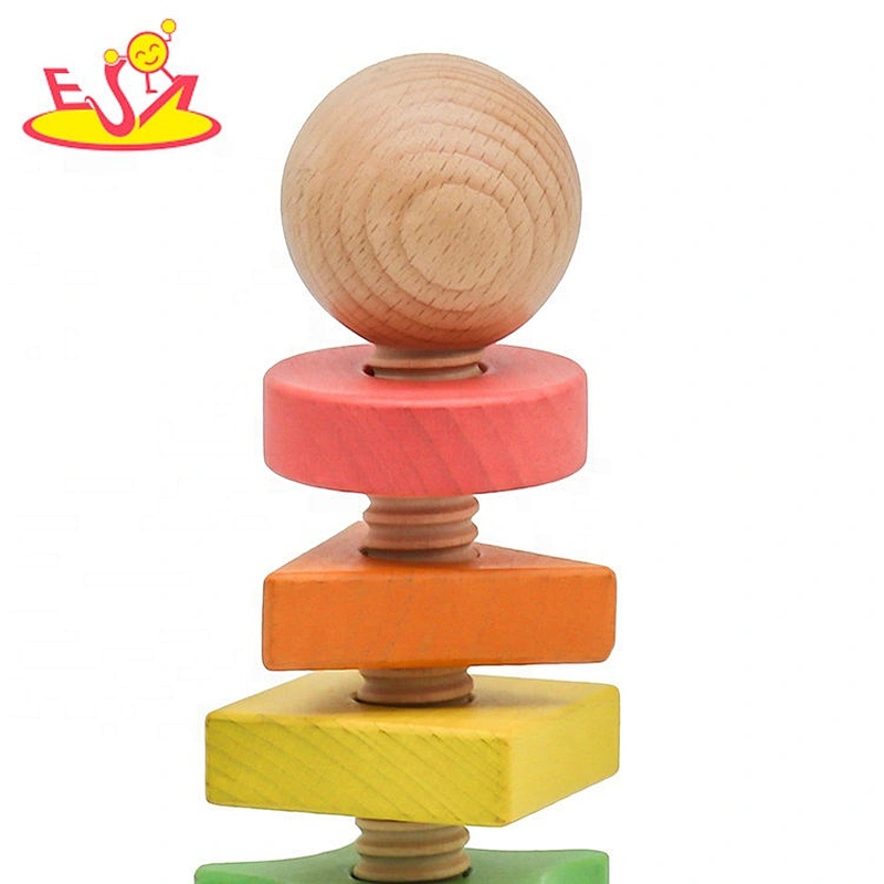 Wooden Rainbow shapes twister toys for children W03C037
