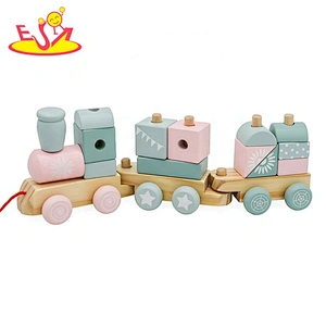 2021 Hot sale wholesale educational wooden pull train toy for baby W04A502