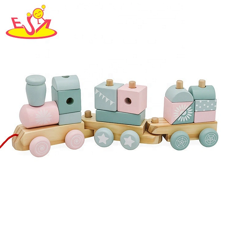 2021 Hot sale wholesale educational wooden pull train toy for baby W04A502