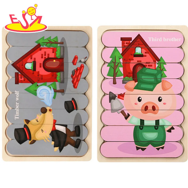Customize wooden mini learning puzzle preschool shape recognition game jigsaw puzzle for kids W14A294