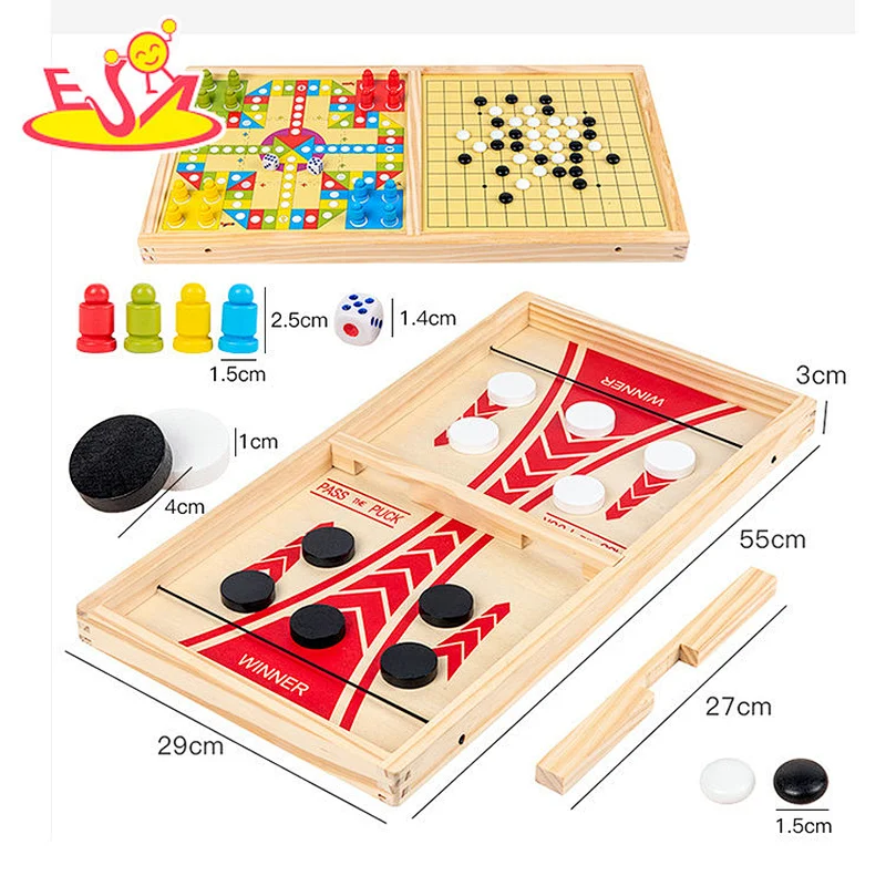 Wholesale wooden 2 in 1 ejection chesss for kids W11A132